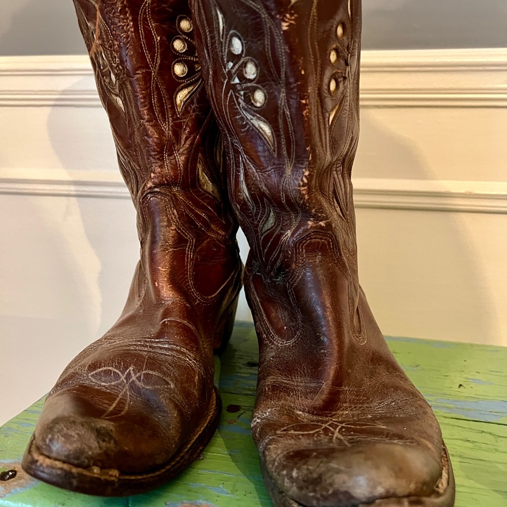 ACME Brown Heeled Boots with Embellishments